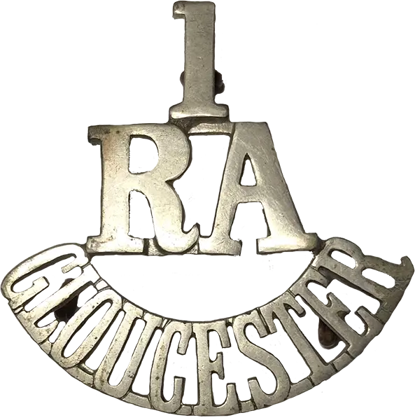 1 RA Gloucester pre 1908 white metal shoulder title shoulder title