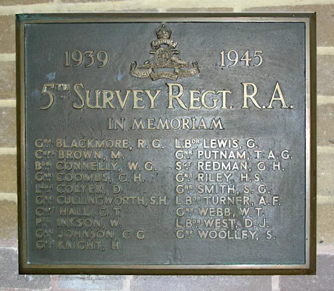 5th Survey Regiment R.A. plaque