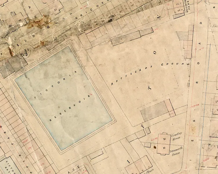 The Artillery Ground, Bristol, Ashmead map of 1874