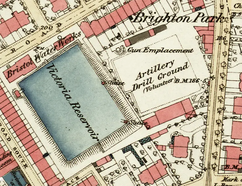 The Artillery Ground, Bristol, map of 1880s