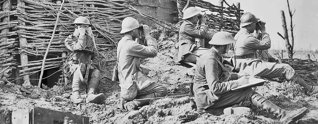 British and French artillery forward observation officers, Battle of Langemarck, 16 August 1917