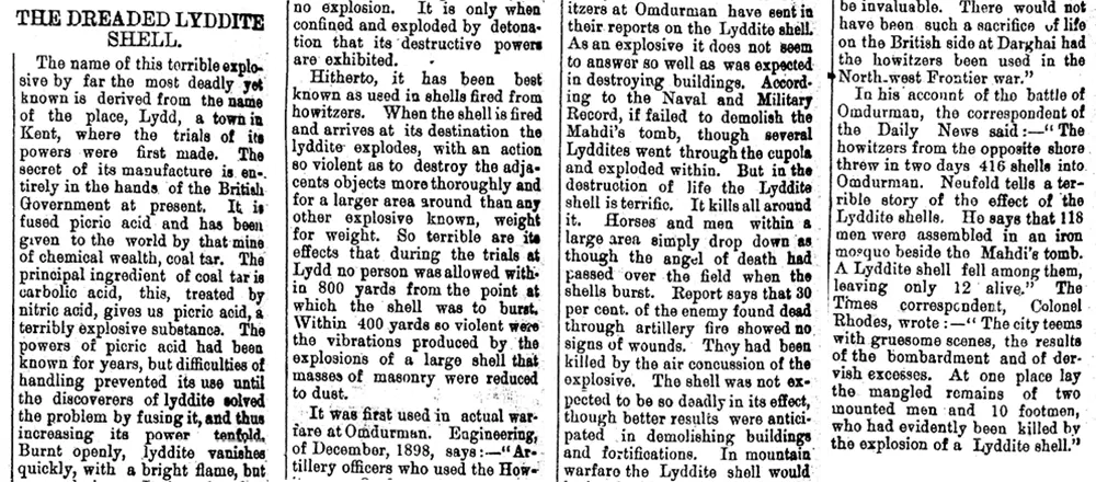 The Dreaded Lyditte Shell, 1899