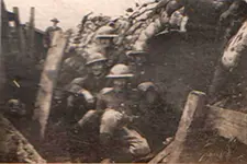 Officers Lane, Brooke-Taylor, F. G. Gedye, and Fowler in a trench