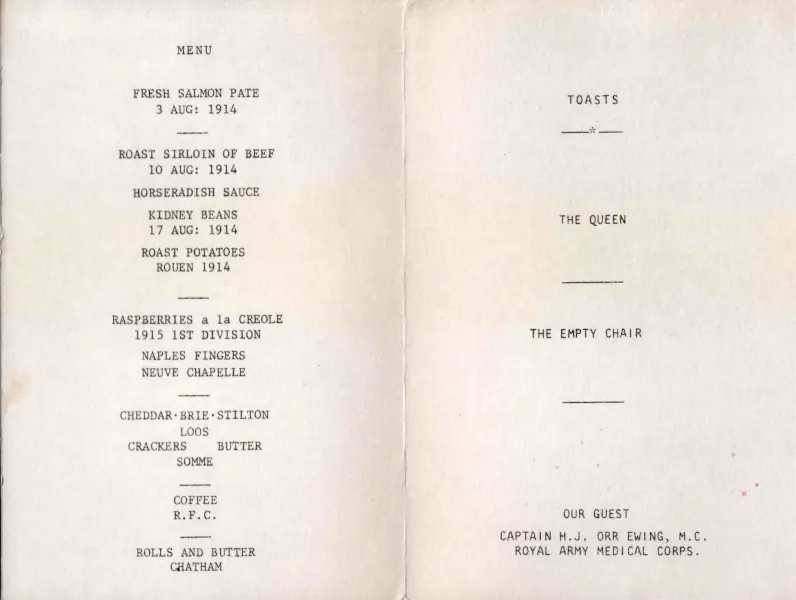 Old Stiffs Armistice Luncheons menu