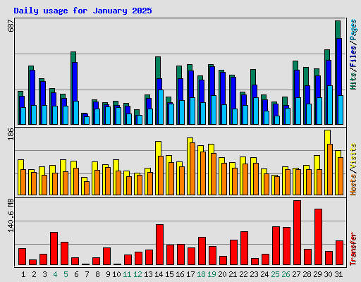 Daily usage for January 2025