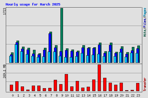 Hourly usage for March 2025